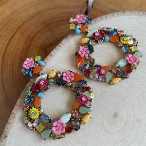 ❤️EUC JCrew Multicolor Gems Wreath Earrings